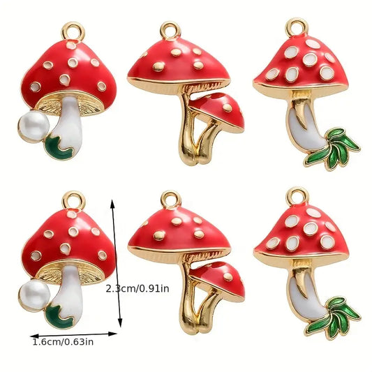 Enamel Mushroom Charms X2