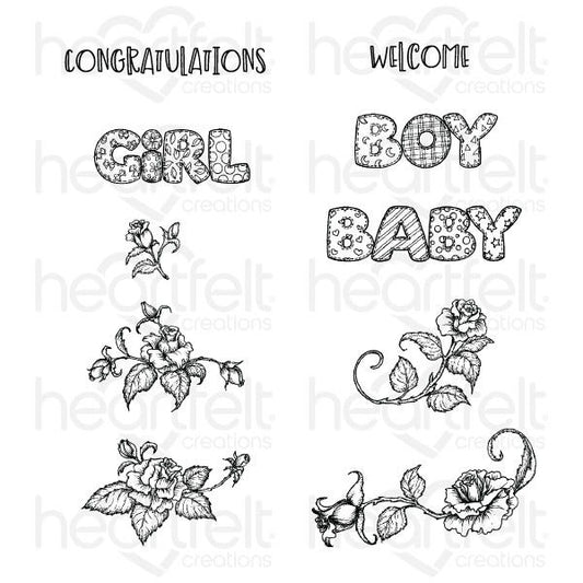 Welcome Baby Cling Stamp Set and Die COMBO
