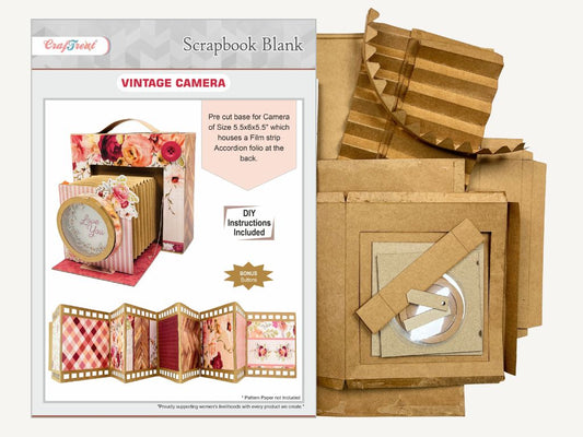 CrafTreat Scrapbook Blank Precut Album Base - Vintage Camera - Black