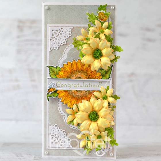 Peony & Sunflower Banner Cling Stamp Set And Die COMBO