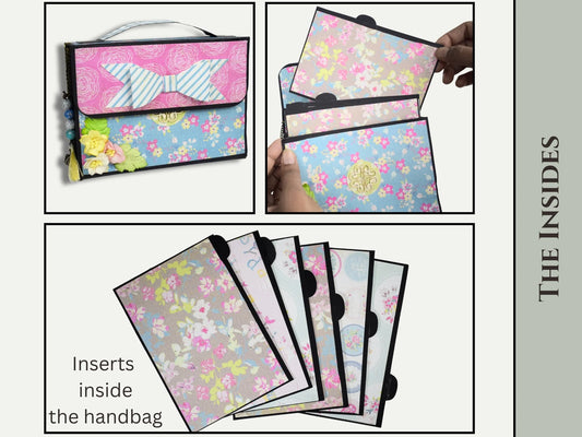 CrafTreat Handbag GiftBag DIY Scrapbook Blanks for Photo Album - 2 Sets - 1 Black & 1 Kraft