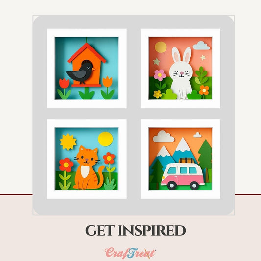 CrafTreat 3D Fold Shapes - Paper Frames White - Square 6pcs