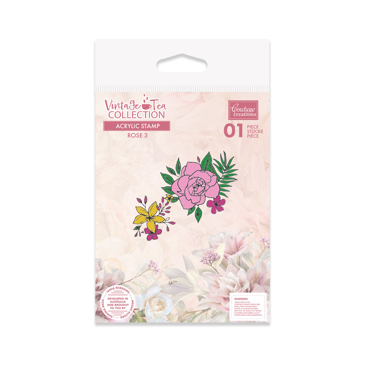 Couture Creations Rose 3 Stamp : Vintage Tea Collection