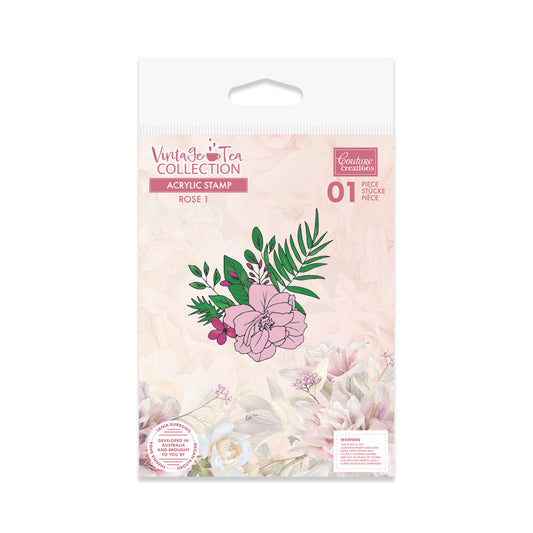 Couture Creations Rose 1 Stamp : Vintage Tea Collection