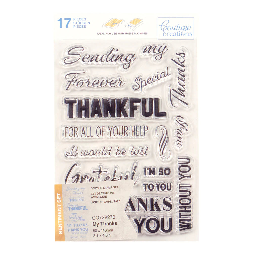 Stamp Set - My Thanks Sentiment (16pc) - 80 x 116mm