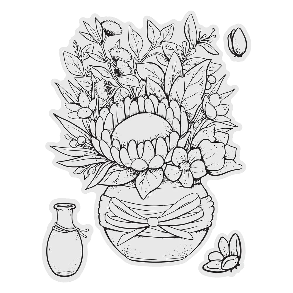 Stamp and Colour Stamp - Homely Florals - Graceful Protea Set (4pc)