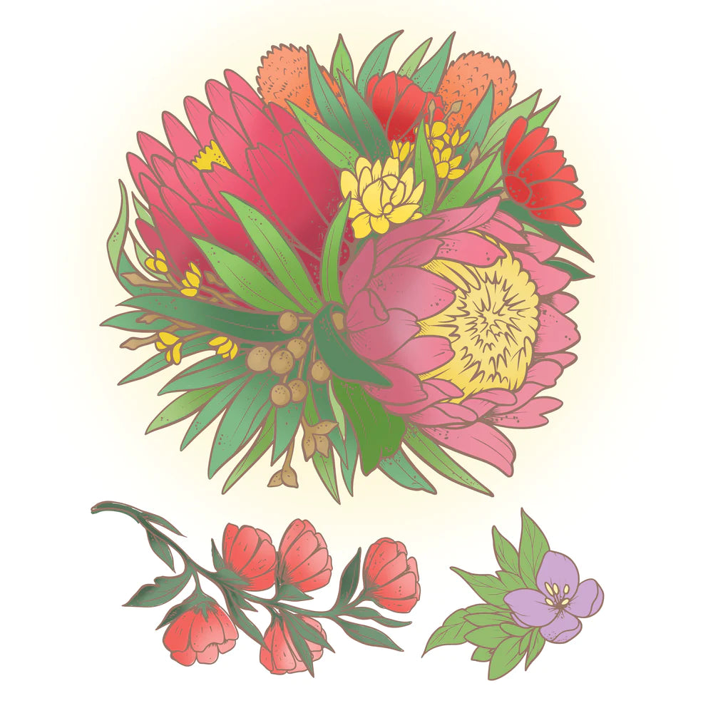 Stamp and Colour Stamp - Homely Florals - Mixed Natives Set (3pc)