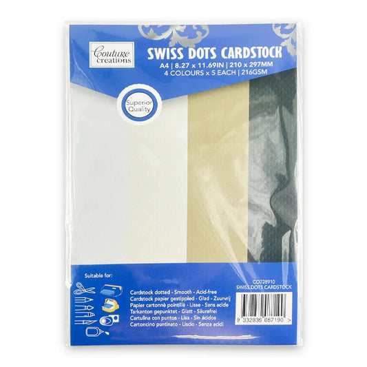 Cardstock - Swiss Dots - A4 -216gsm - 20 sheets