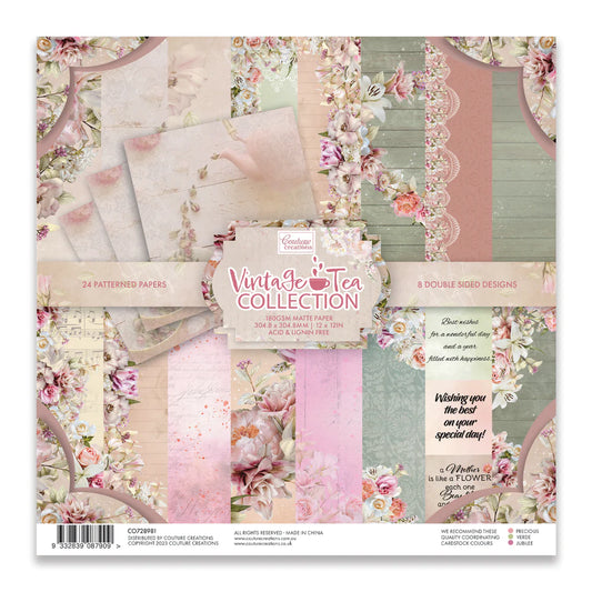 Vintage Tea Collection - 12in x 12in Paper Pad - 305 x 305MM