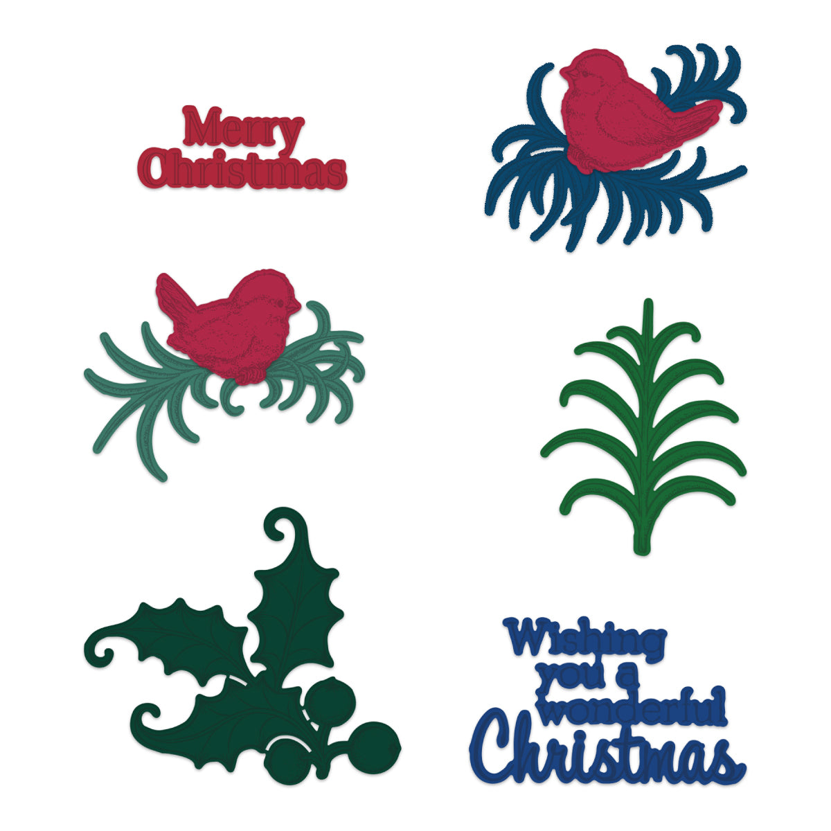 Christmas Holly Accents Cling Stamp Set and Die COMBO