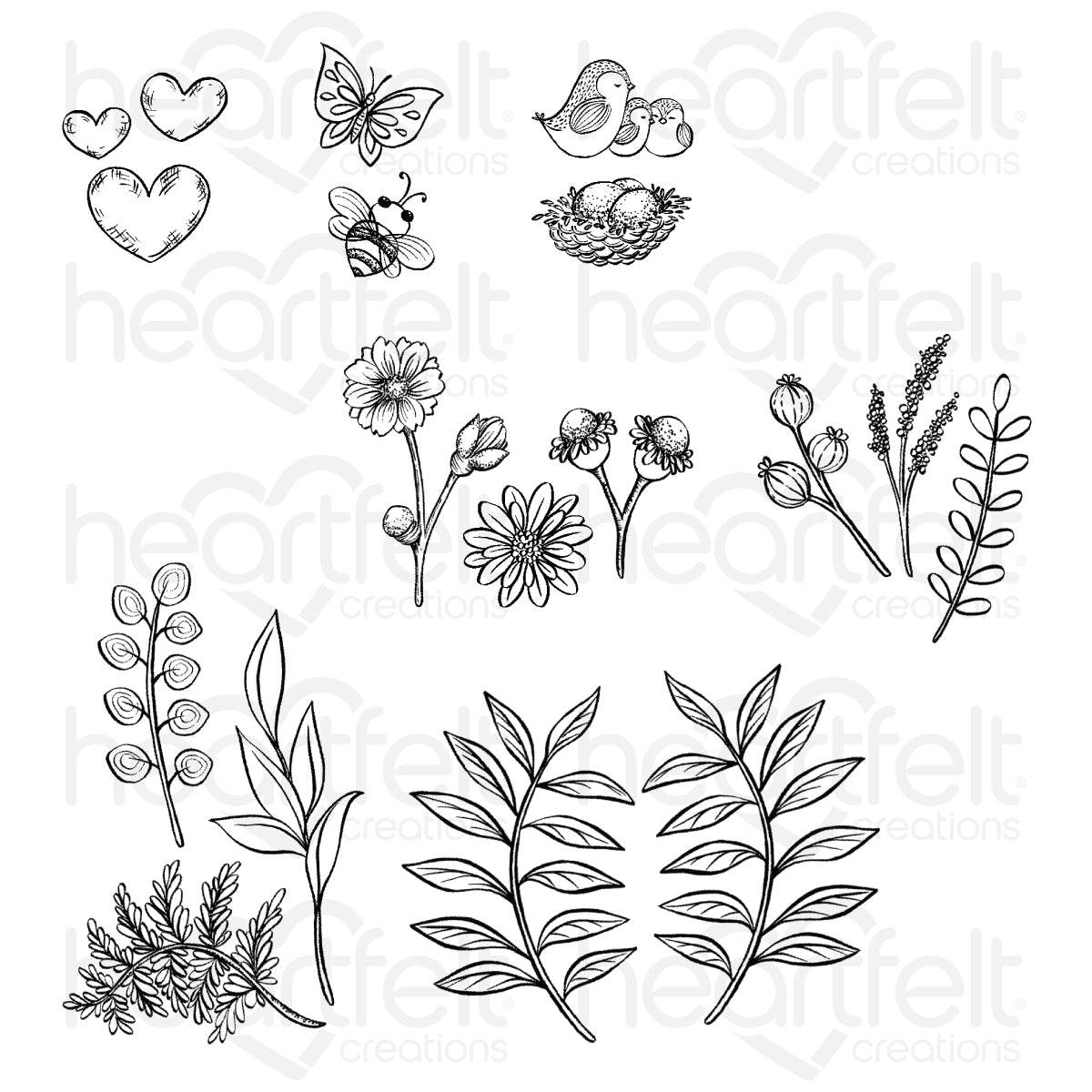 Summer Wreath Accents Cling Stamp Set And Die COMBO