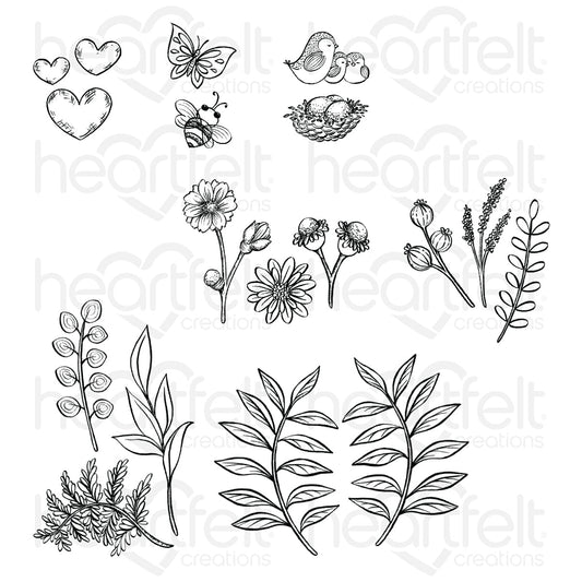 Summer Wreath Accents Cling Stamp Set And Die COMBO