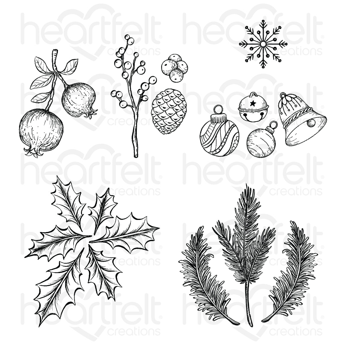 Winter Wreath Accents Cling Stamp Set And Die COMBO