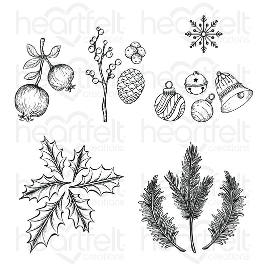 Winter Wreath Accents Cling Stamp Set And Die COMBO