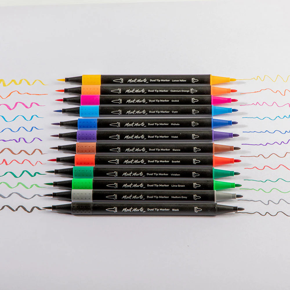 Dual Tip Markers Brush/Bullet Premium 12pc