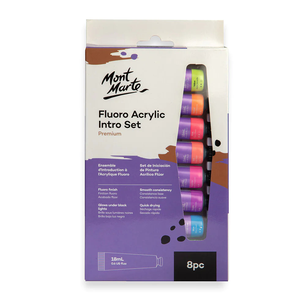 Fluoro Acrylic Paint Intro Set Premium 8pc x 18ml (0.6 US fl.oz)