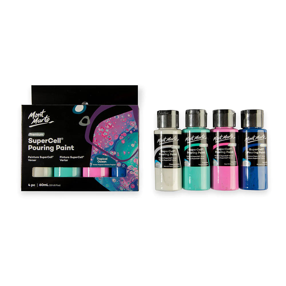 SuperCell Pouring Paint 4pcx60ml-Tropical Ocean