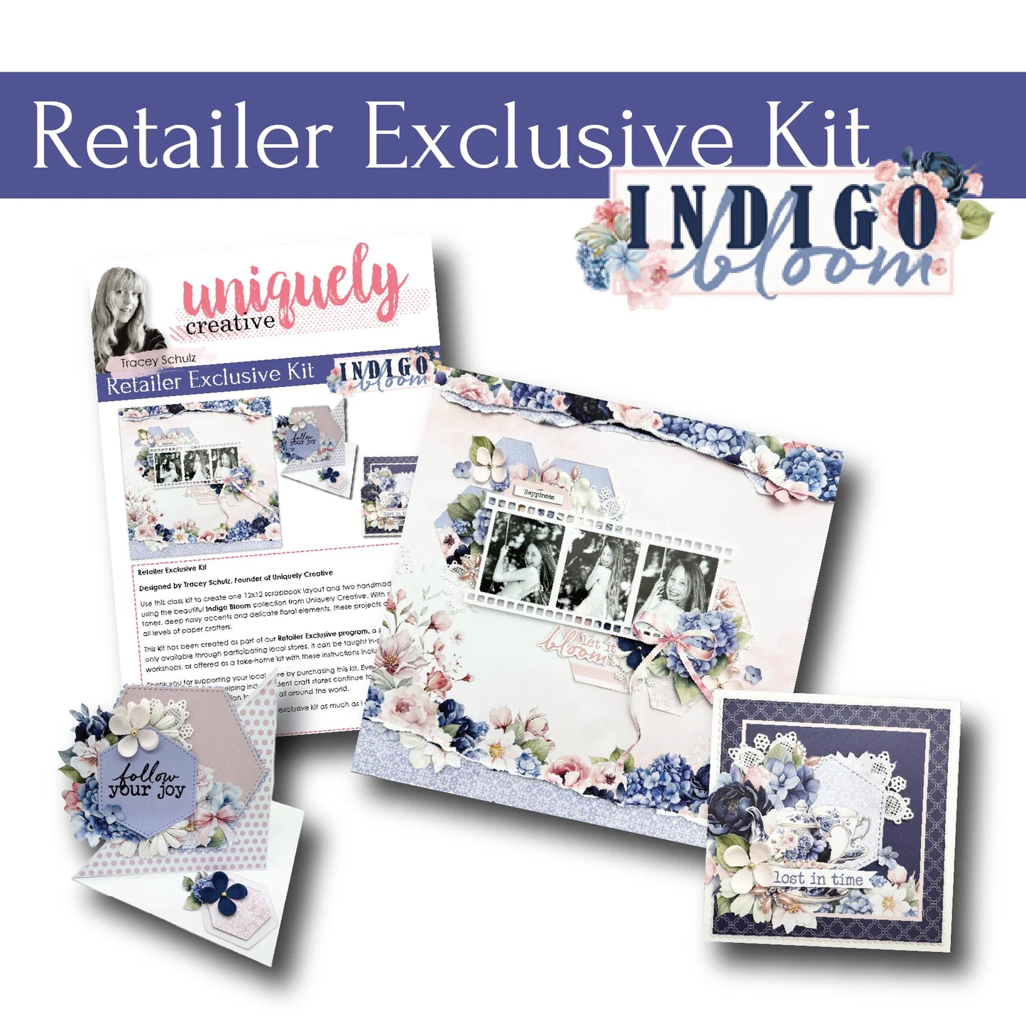 Indigo Bloom Layout and Set of Cards Class Kit 117
