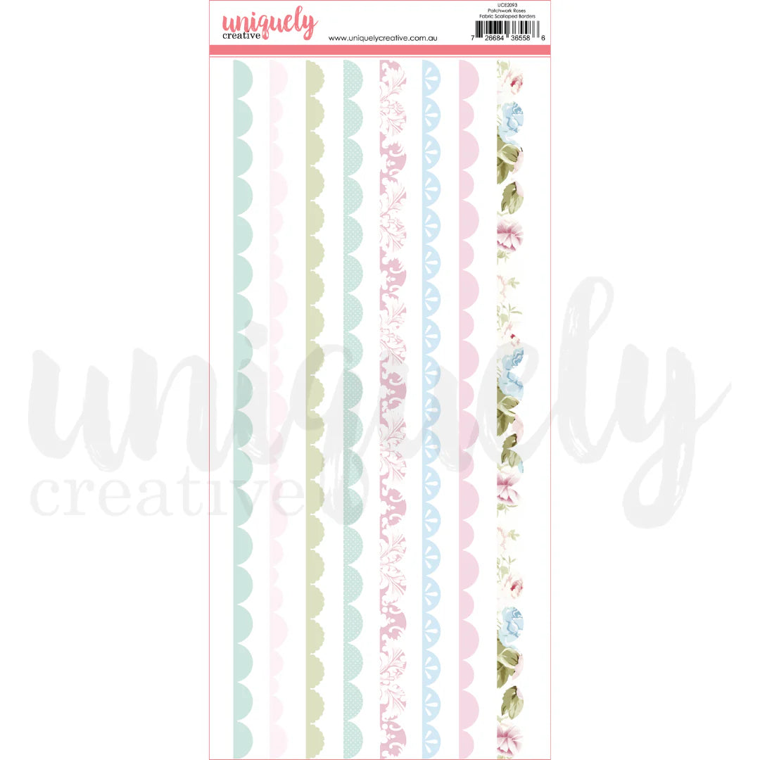 Patchwork Roses Fabric Scalloped Borders