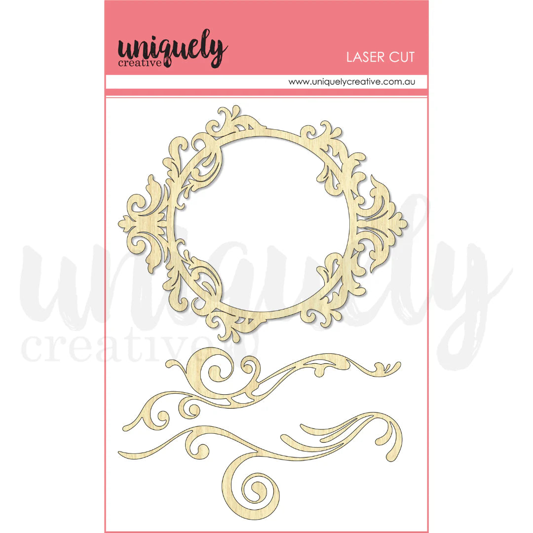 Wooden Frame & Flourishes Laser Cut Stickers
