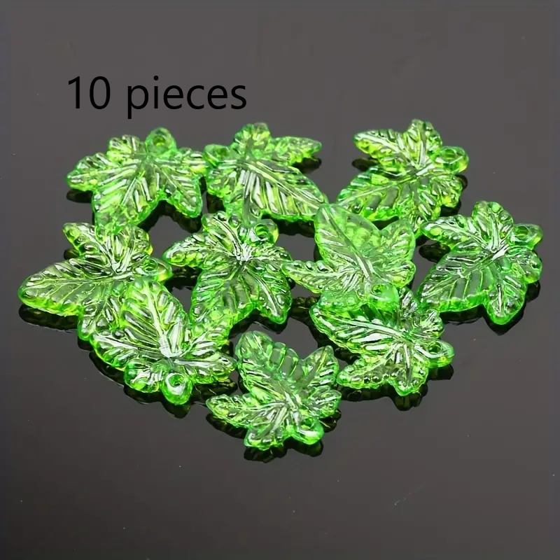 Transparent Green Acrylic Leaf Shape Beads