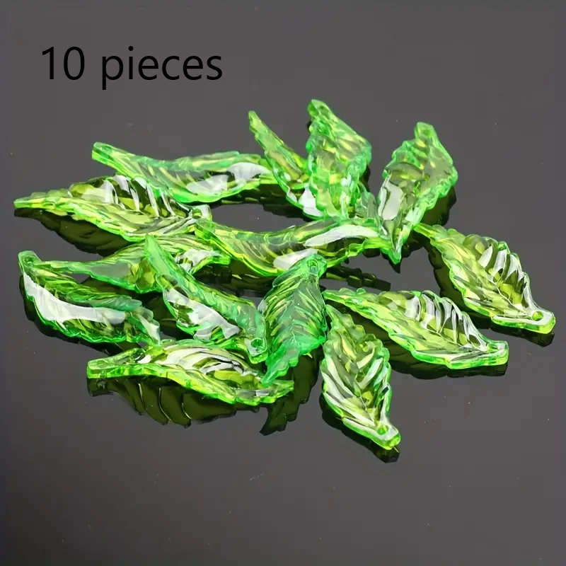 Transparent Green Acrylic Leaf Shape Beads