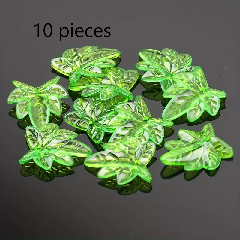 Transparent Green Acrylic Leaf Shape Beads