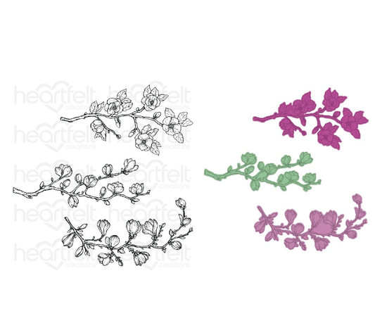 Sweet Magnolia Buds Cling Stamp Set And Die COMBO