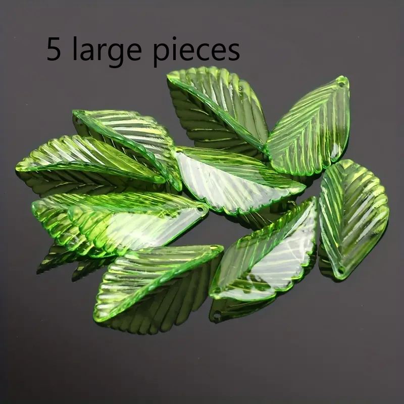 Transparent Green Acrylic Leaf Shape Beads