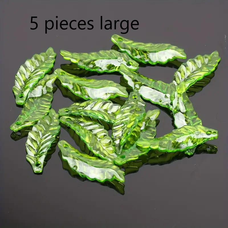 Transparent Green Acrylic Leaf Shape Beads