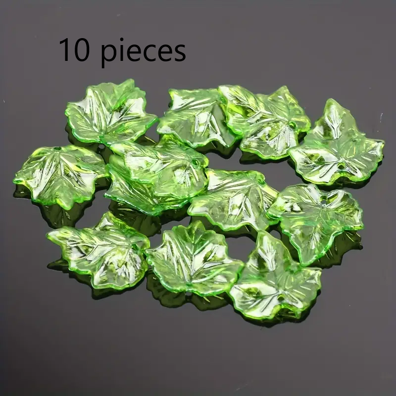 Transparent Green Acrylic Leaf Shape Beads