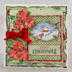 Poinsettia & Holly Clusters Cling Stamp Set, And Die, And Mold COMBO