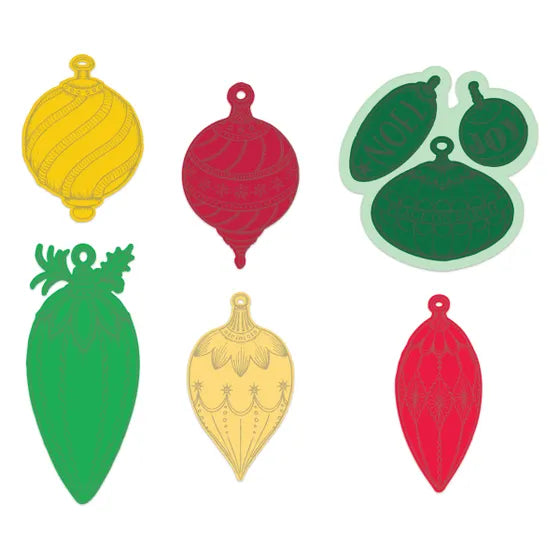 Noel Holiday Ornaments Cling Stamp Set And Die COMBO