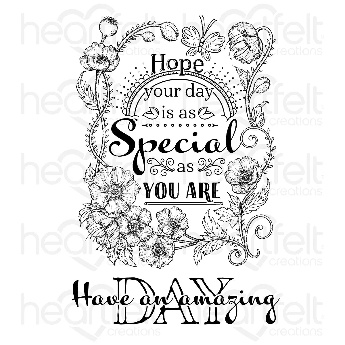 Special Floral Sentiment Cling Stamp Set And Die COMBO