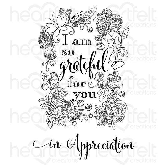 Grateful Floral Sentiment Cling Stamp Set And Die COMBO