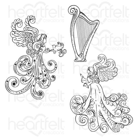 Joyous Noel Angel Cling Stamp Set And Die COMBO