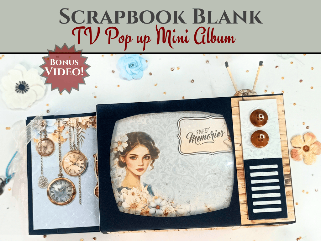CrafTreat Scrapbook Blank Precut Album Base - TV Pop up Mini Album - Black