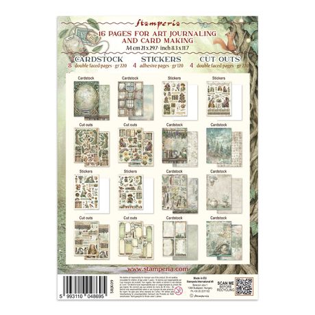 Stamperia Herbarium Silvae - Junk Journal Pack - Stickers + Cut-outs + Backgrounds