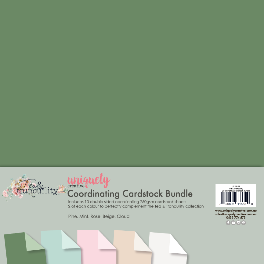 Tea & Tranquility coordinating cardstock bundle