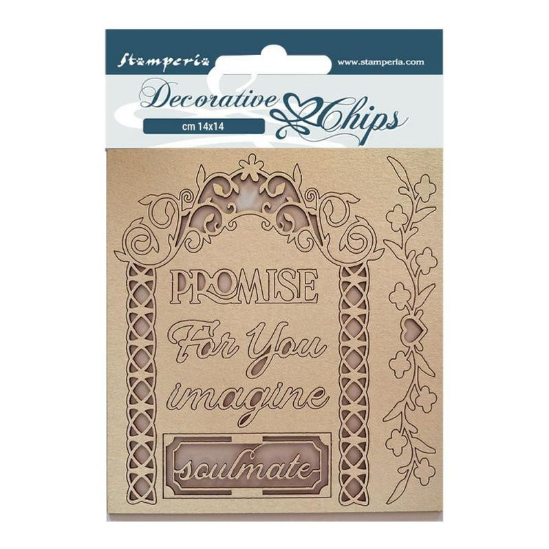 STAMPERIA DECORATIVE CHIPS 14 X 14CM GARDEN OF PROMISES PROM