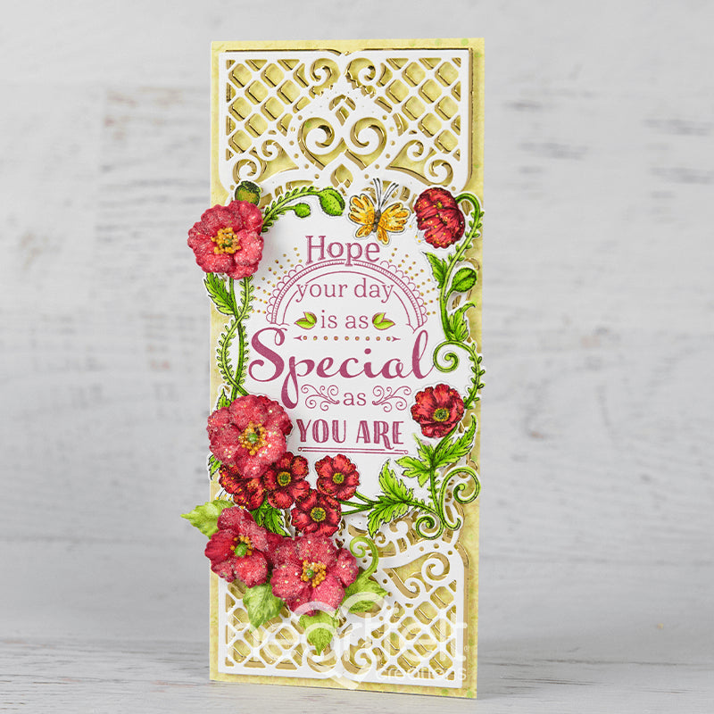 Special Floral Sentiment Cling Stamp Set And Die COMBO