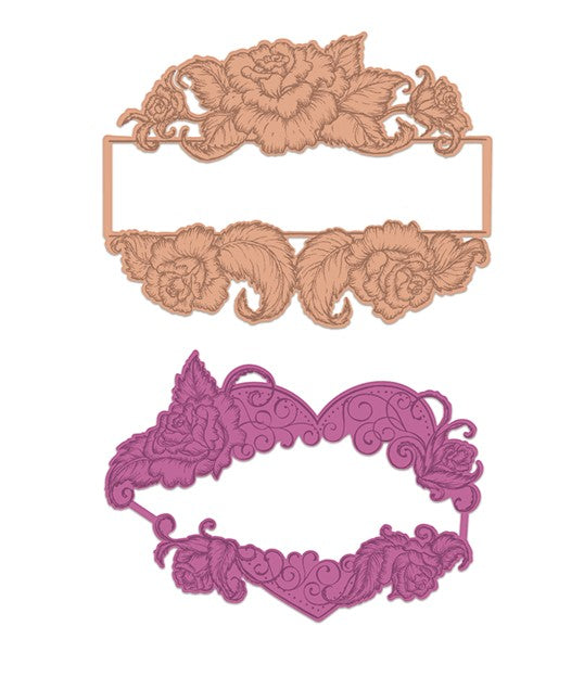 Elegant Rose Banner Cling Stamp Set And Die COMBO