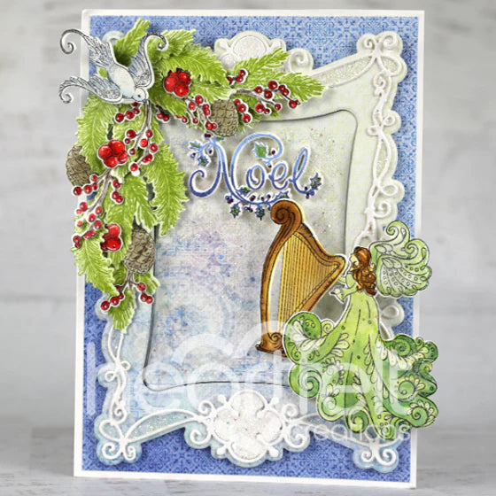 Joyous Noel Angel Cling Stamp Set And Die COMBO