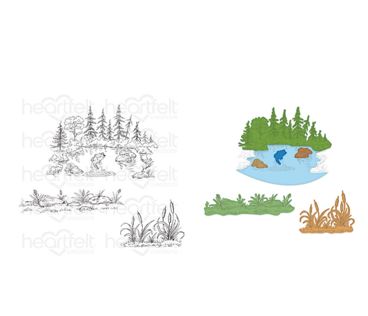 Create a 'scape Trout Lake Cling Stamp Set and Die COMBO