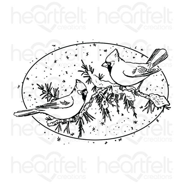 Snowy Pine Cardinals Cling Stamp Set And Die Combo