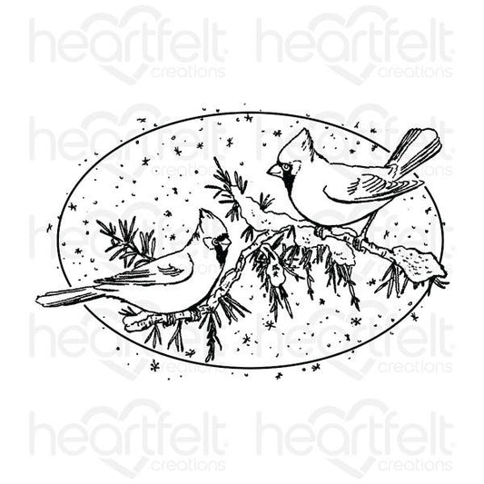 Snowy Pine Cardinals Cling Stamp Set And Die Combo