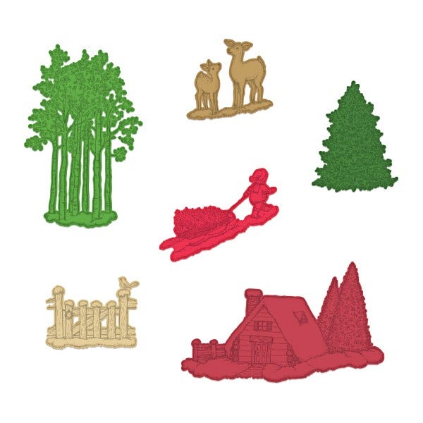 Woodsy Winterscapes Cling Stamp Set and Die COMBO