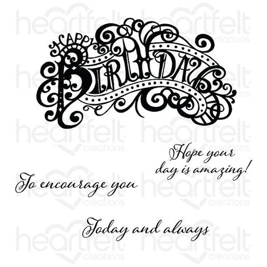 Elaborate Birthday Cling Stamp Set and Die COMBO