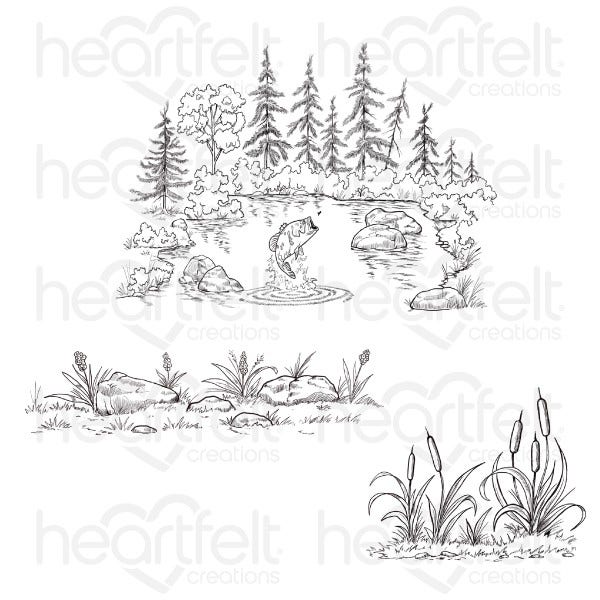 Create a 'scape Trout Lake Cling Stamp Set and Die COMBO