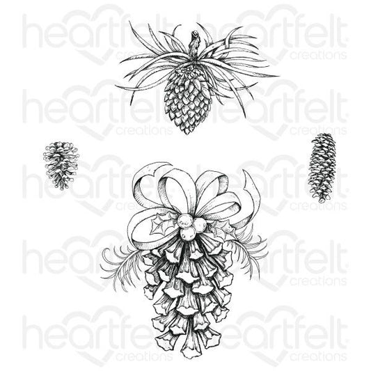Festive Pine Cones Cling Stamp Set and Die COMBO